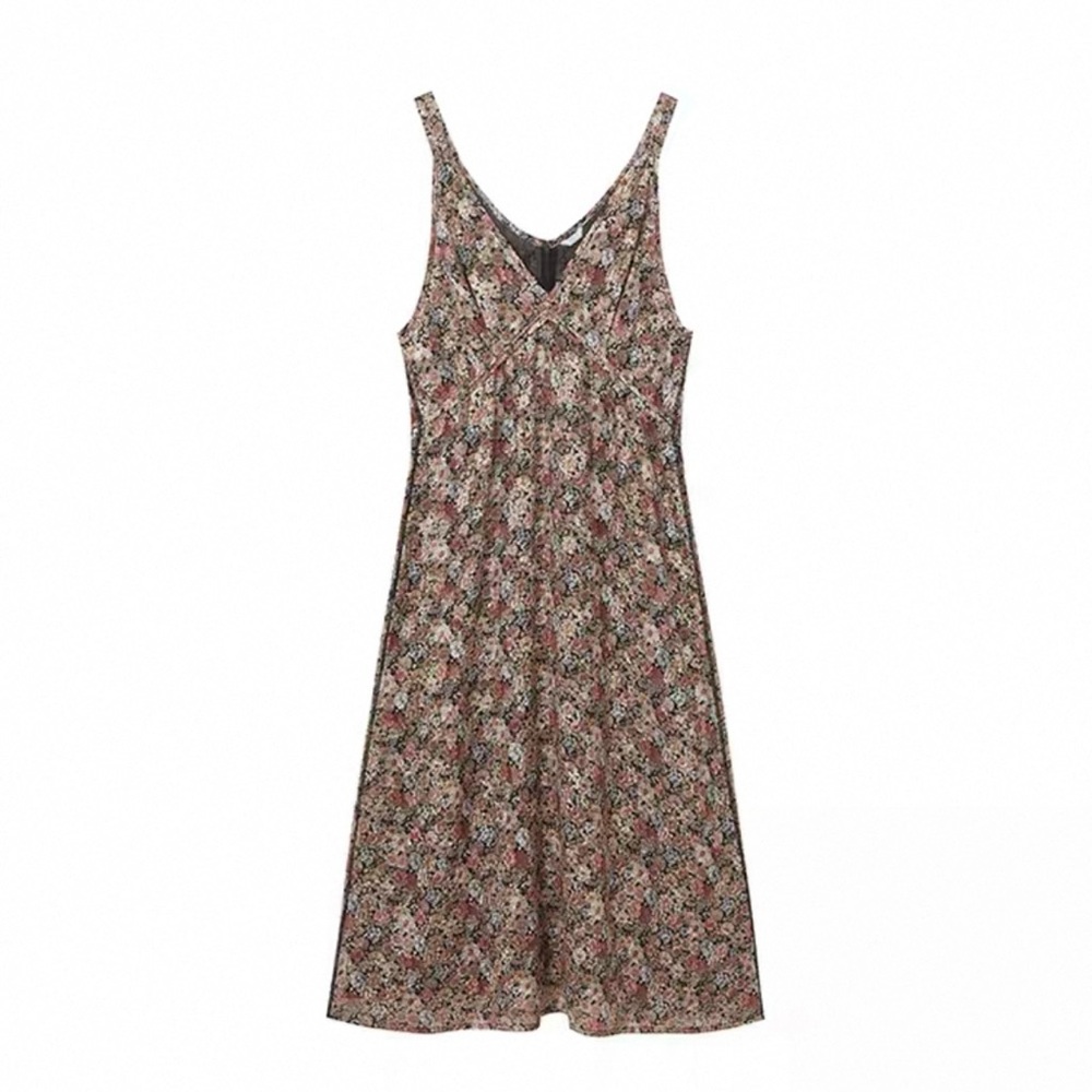 VOCAVOCA Floral Sleeveless Midi Dress